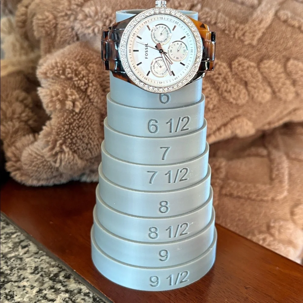 Fossil Stella Chronograph Crystal Bezel Tortoise Stainless Steel Bracelet Watch